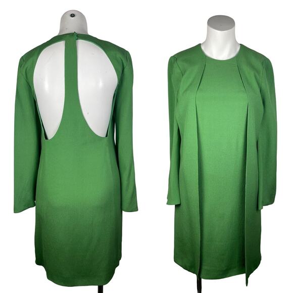 Gucci Women's Dress Size 38 100% Silk Green Back Cutouts Long Sleeve - Picture 1 of 8